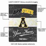personalized appalachian state mountaineers grunge texture black white blanket best selling