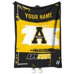 personalized appalachian state mountaineers paint strokes black white blanket best selling