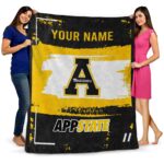 personalized appalachian state mountaineers paint strokes black white blanket best selling