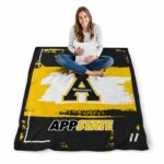 personalized appalachian state mountaineers paint strokes black white blanket best selling
