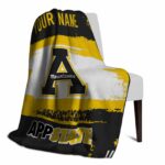 personalized appalachian state mountaineers paint strokes black white blanket best selling