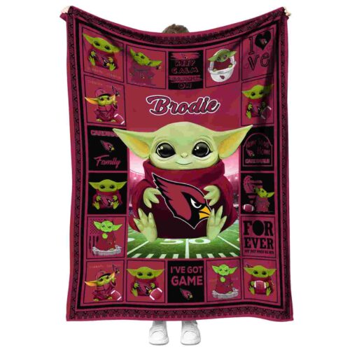personalized arizona cardinals baby yoda red blanket best selling