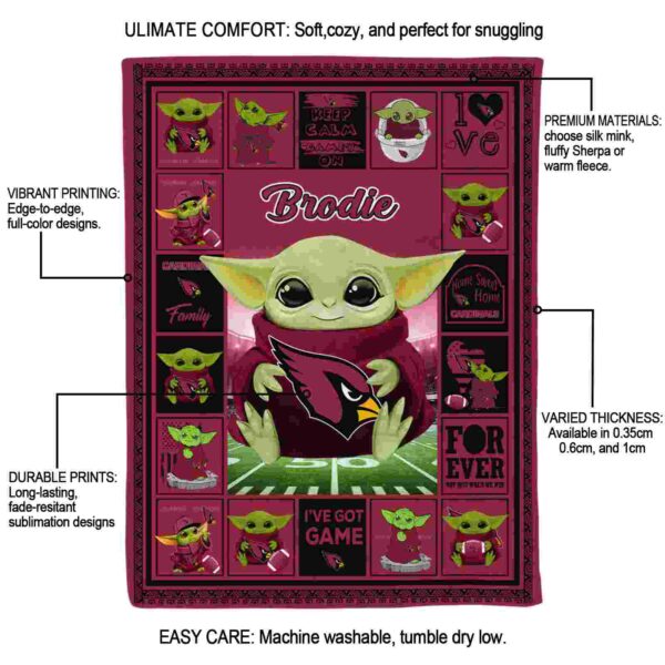 personalized arizona cardinals baby yoda red blanket new arrival