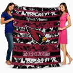 personalized arizona cardinals floral stripes red white blanket best selling