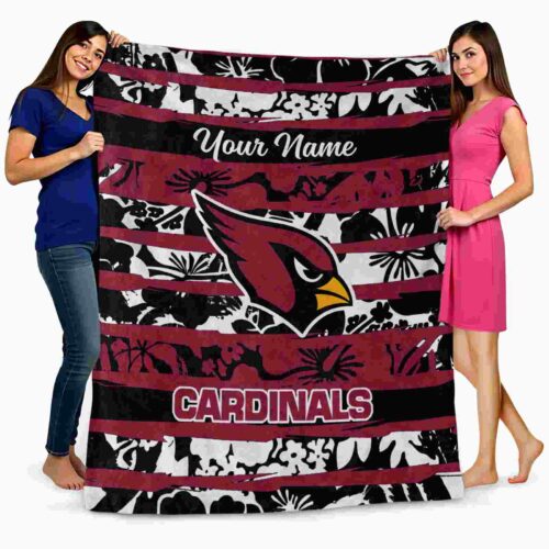 personalized arizona cardinals floral stripes red white blanket fashion forward
