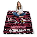 personalized arizona cardinals floral stripes red white blanket best selling