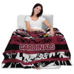 personalized arizona cardinals floral stripes red white blanket best selling
