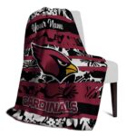 personalized arizona cardinals floral stripes red white blanket best selling