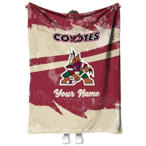 personalized arizona coyotes grunge streaks red blanket best selling