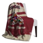 personalized arizona coyotes grunge streaks red blanket best selling