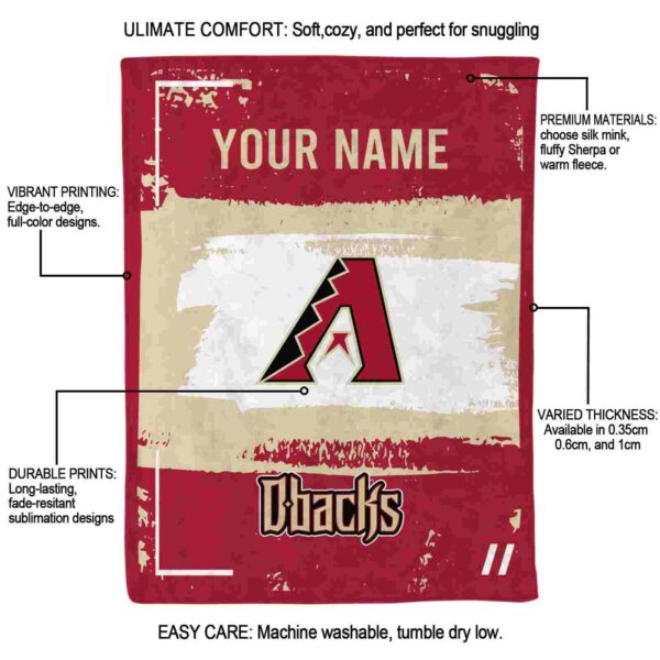 personalized arizona diamondbacks paint strokes red white blanket new arrival