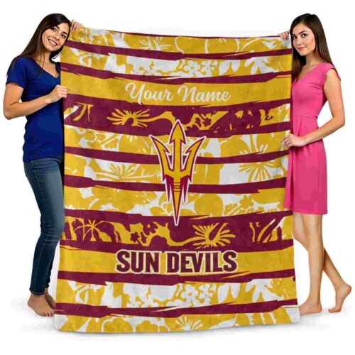 personalized arizona state sun devils floral stripes maroon white blanket fashion forward