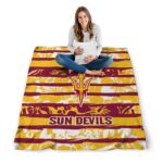 personalized arizona state sun devils floral stripes maroon white blanket best selling