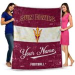 personalized arizona state sun devils grunge texture maroon white blanket best selling