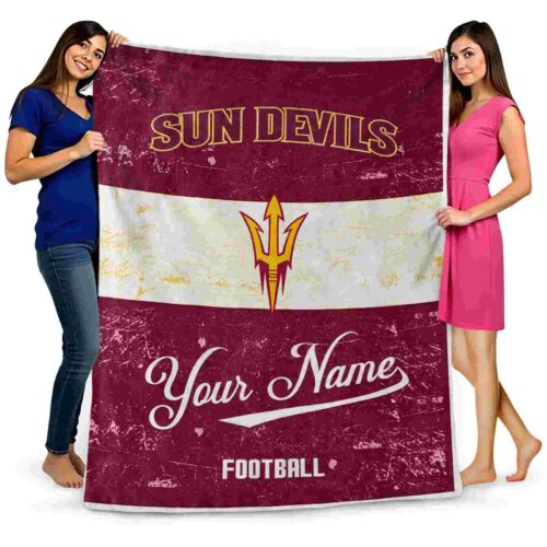 personalized arizona state sun devils grunge texture maroon white blanket fashion forward
