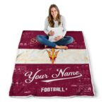 personalized arizona state sun devils grunge texture maroon white blanket best selling