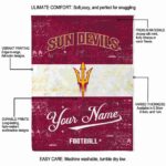 personalized arizona state sun devils grunge texture maroon white blanket best selling