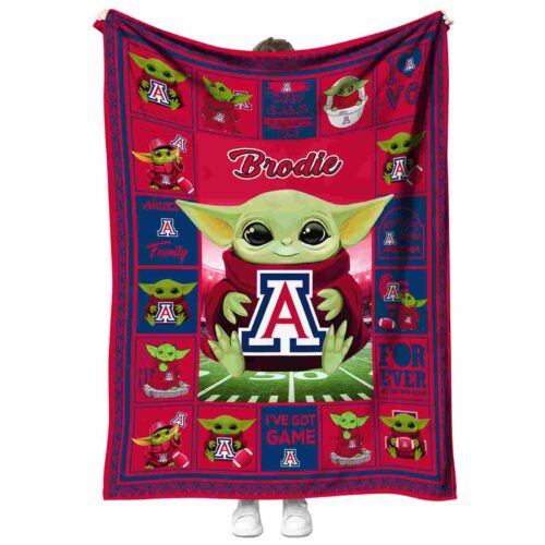 personalized arizona wildcats baby yoda red blanket best selling