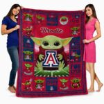 personalized arizona wildcats baby yoda red blanket fashion forward