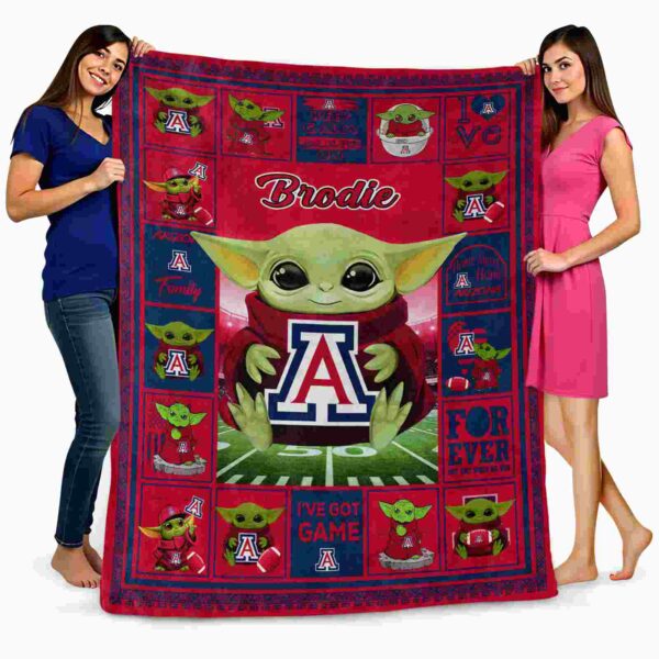 personalized arizona wildcats baby yoda red blanket fashion forward
