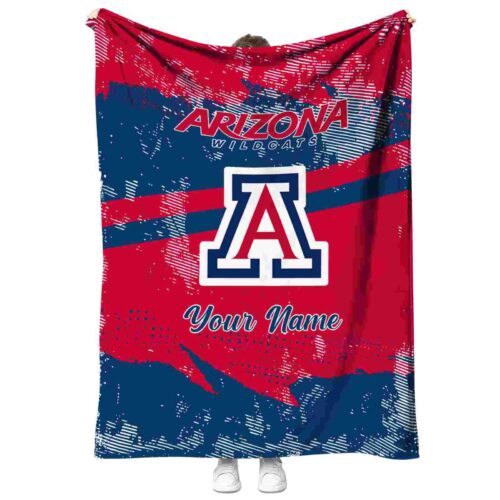 personalized arizona wildcats grunge streaks red blanket best selling