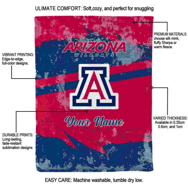 personalized arizona wildcats grunge streaks red blanket new arrival