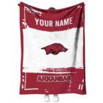 personalized arkansas razorbacks paint strokes red white blanket best selling