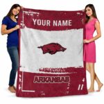 personalized arkansas razorbacks paint strokes red white blanket best selling