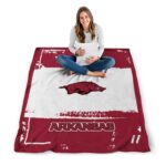 personalized arkansas razorbacks paint strokes red white blanket best selling
