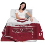 personalized arkansas razorbacks paint strokes red white blanket best selling