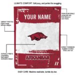 personalized arkansas razorbacks paint strokes red white blanket best selling