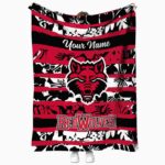 personalized arkansas state red wolves floral stripes scarlet white blanket best selling