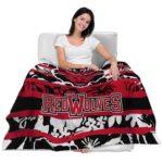 personalized arkansas state red wolves floral stripes scarlet white blanket latest model