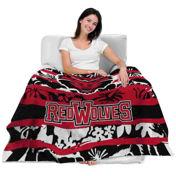 personalized arkansas state red wolves floral stripes scarlet white blanket latest model