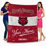 personalized arkansas state red wolves grunge texture scarlet white blanket best selling