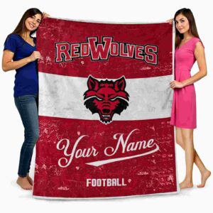 personalized arkansas state red wolves grunge texture scarlet white blanket fashion forward