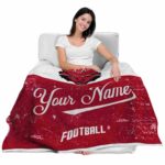 personalized arkansas state red wolves grunge texture scarlet white blanket best selling