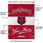 personalized arkansas state red wolves grunge texture scarlet white blanket best selling