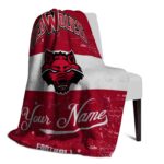personalized arkansas state red wolves grunge texture scarlet white blanket best selling