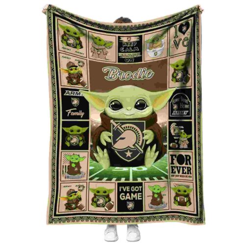 personalized army black knights baby yoda gold blanket best selling