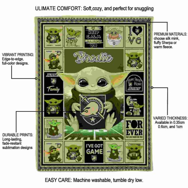 personalized army black knights baby yoda gold blanket new arrival