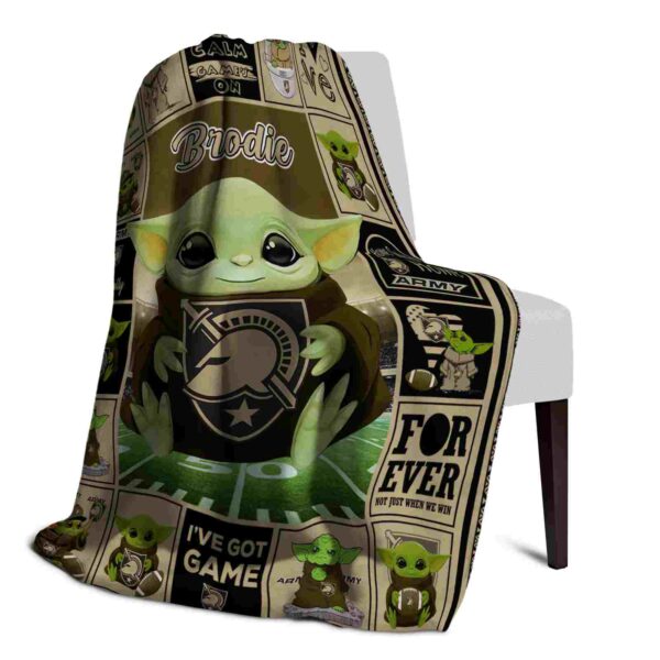 personalized army black knights baby yoda gold blanket top rated