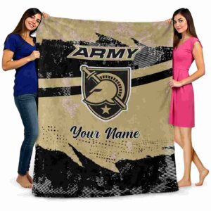 personalized army black knights grunge streaks gold blanket fashion forward