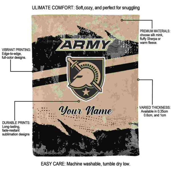 personalized army black knights grunge streaks gold blanket new arrival