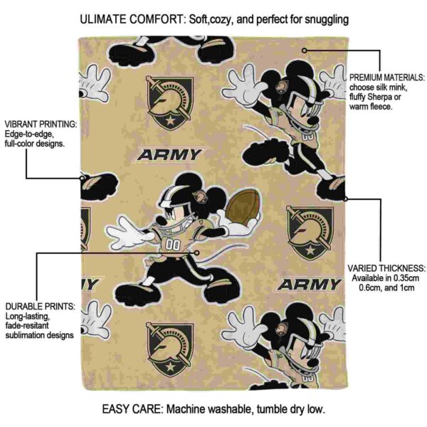 personalized army black knights mickey gold blanket new arrival