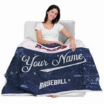 personalized atlanta braves grunge texture navy white blanket best selling