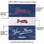 personalized atlanta braves grunge texture navy white blanket best selling