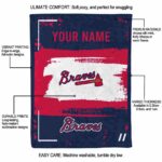 personalized atlanta braves paint strokes navy white blanket best selling