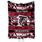 personalized atlanta falcons floral stripes red white blanket best selling