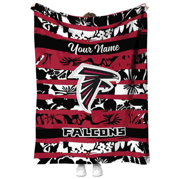 personalized atlanta falcons floral stripes red white blanket best selling